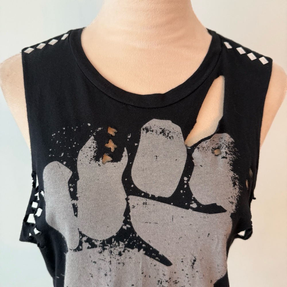🎸 Rage Against The Machine Distressed Band Tank Studded Cutout Punk Graphic Tee - Picture 4 of 9